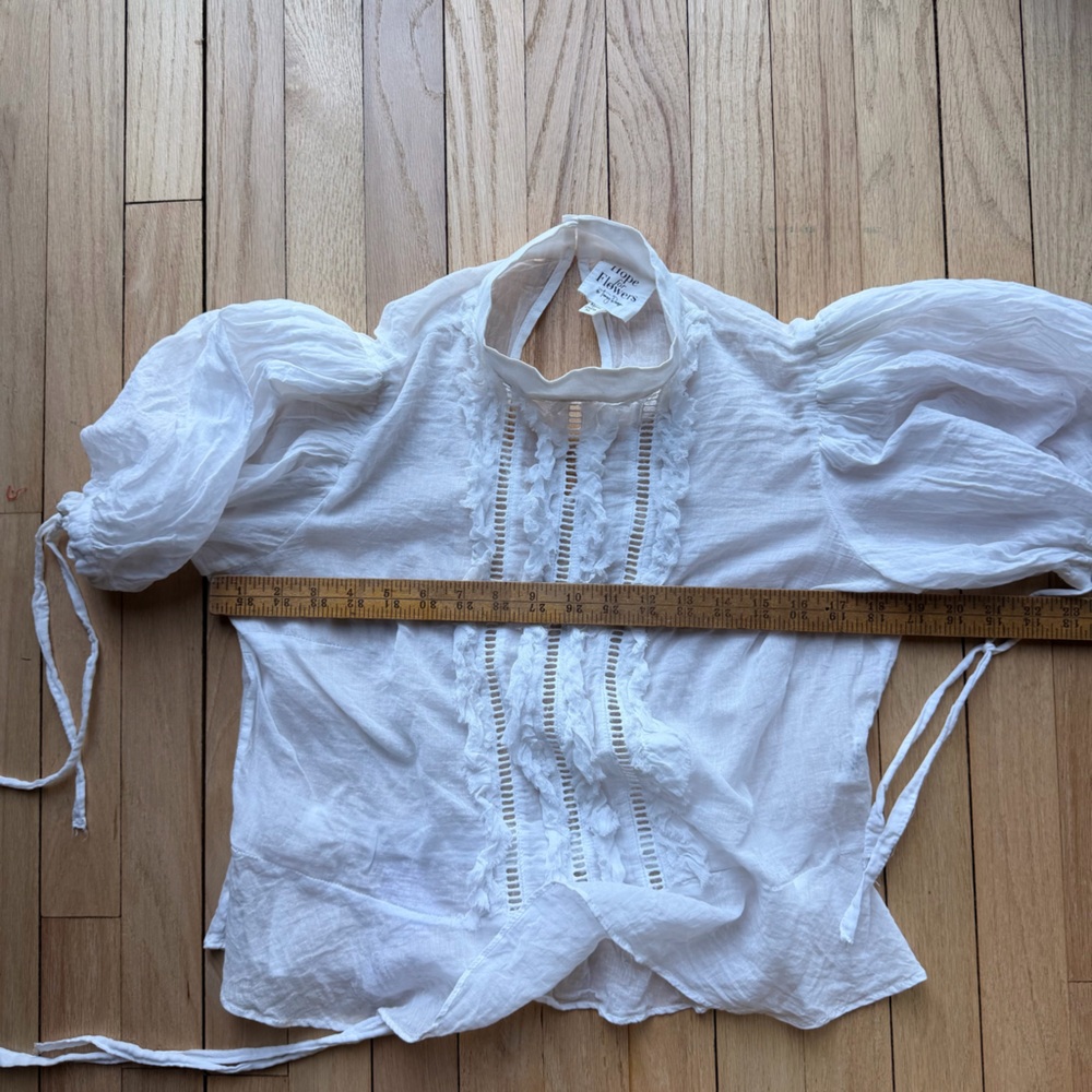 Anthropogie for Flowers by Tracy Reese White Ruffle Blouse Romantic Feminine Top - Picture 4 of 7